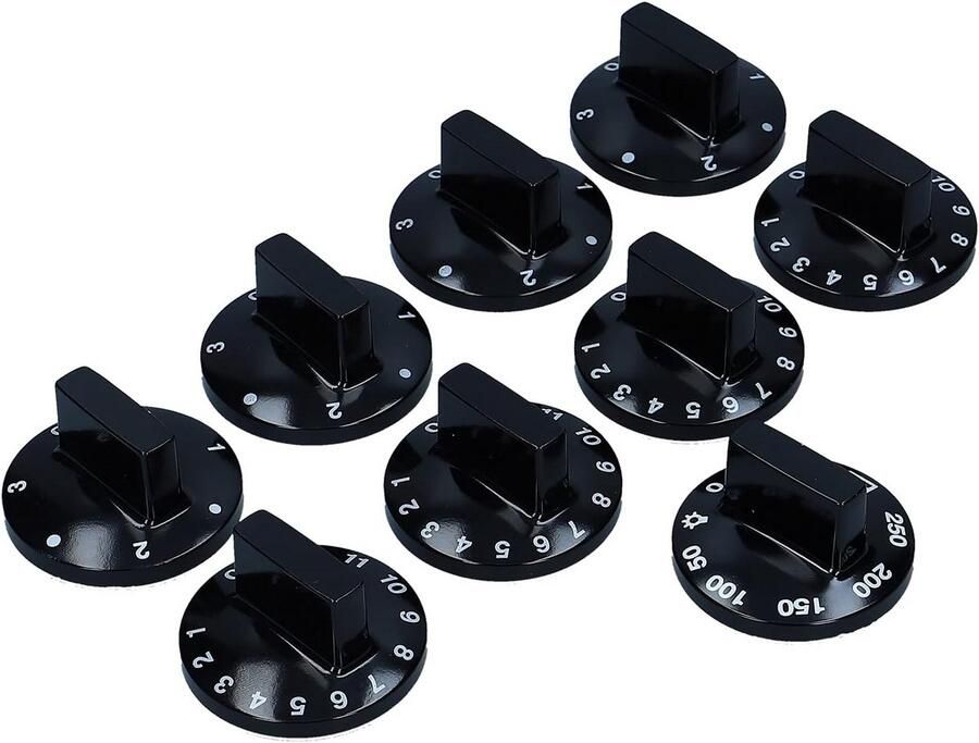 Universele 9-delige Zwarte Knop Set voor Oven en Kookplaat Alternatief voor Professionele Onderdelen