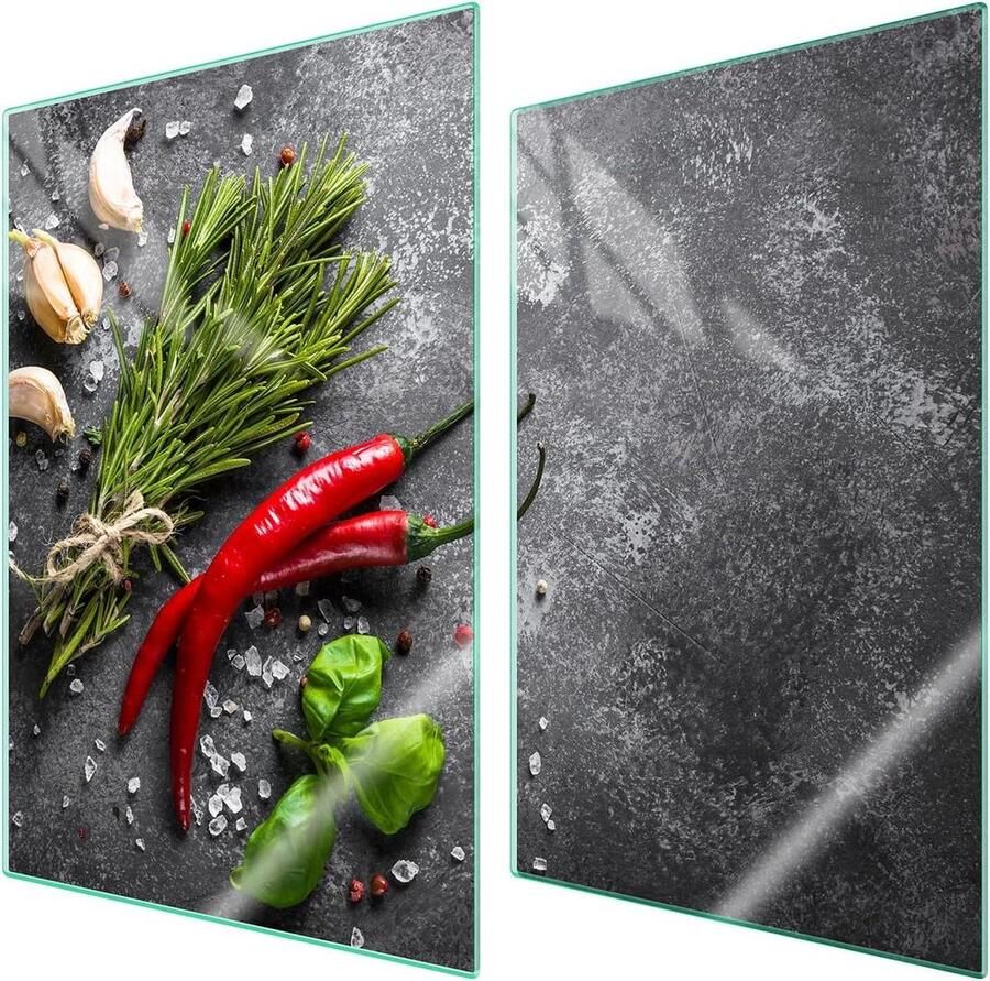 Universele afdekplaat Fornuis beschermer Keuken decoratie Gehard glas 2x 35x52 cm Veelkleurig