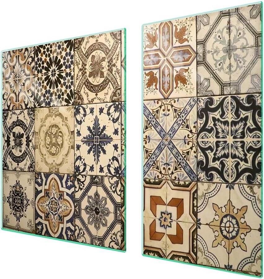 Universele Afdekplaat Fornuisbeschermer Kookplaat Keuken Werkblad Gehard Glas Krasvast 90 x 52 cm Mozaïek