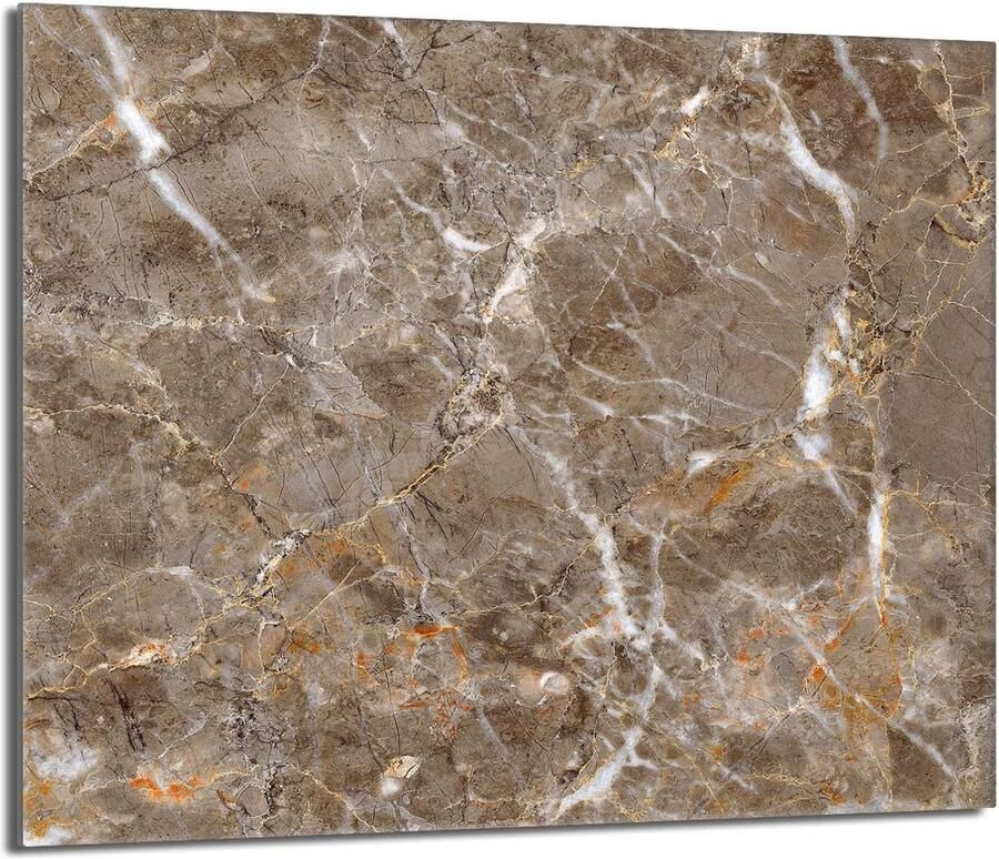 Universele Afdekplaat Kookplaat 60x52 cm Glas Snijplank & Spatscherm Marmer Look