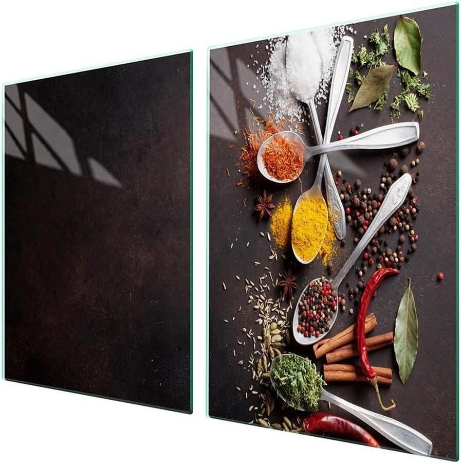 Universele Afdekplaat Kookplaat Beschermer Keuken Werkblad Gehard Glas 2x 45x52 cm Veelkleurig