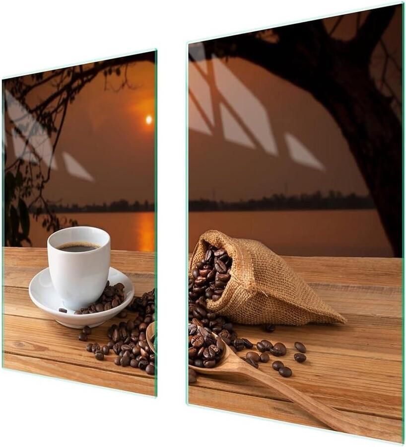 Universele Afdekplaat Kookplaat Beschermer Keuken Werkblad Gehard Glas 75 x 52 cm Koffie Design