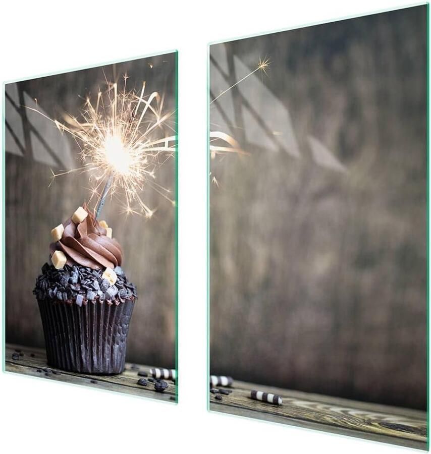Universele afdekplaat set Fornuis beschermer Keuken werkblad Gehard glas 65 x 52 cm Veelkleurig