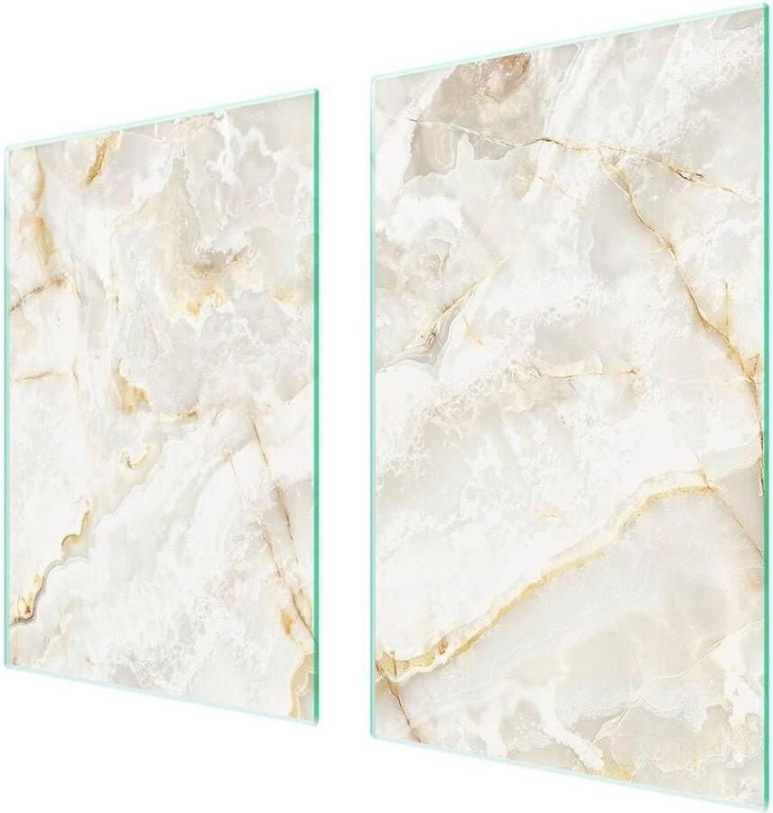 Universele afdekplaat set Kookplaat beschermer Keuken werkblad Gehard glas 65 x 52 cm Marmer