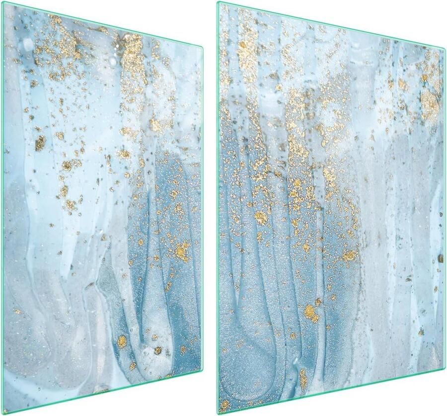 Universele Afdekplaat Set van 2 Gehard Glas Hittebestendige Snijplank voor Kookplaat Marmer Look