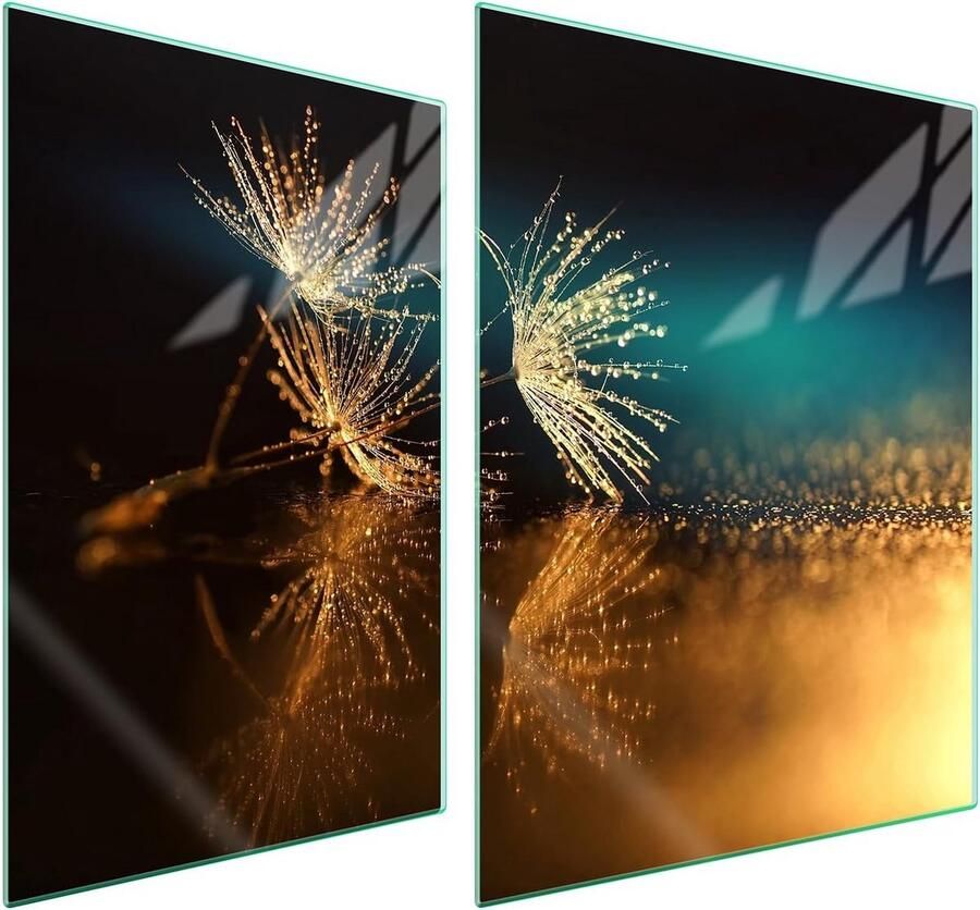 Universele Afdekplaat Set van 2 voor Kookplaat Gehard Glas 70x52 cm Spatwand & Snijplank