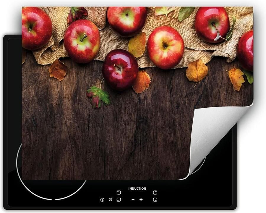 Universele Afdekplaat voor Inductiekookplaat 80x52cm Hittebestendig en Antislip Hout met Appels