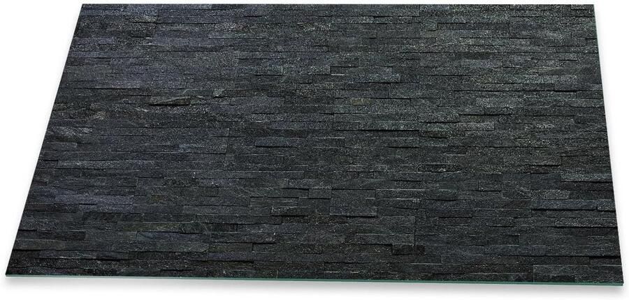 Universele Afdekplaat voor Keramische Kookplaat Glas Snijplank 90x52 cm Zwart Leisteen Look