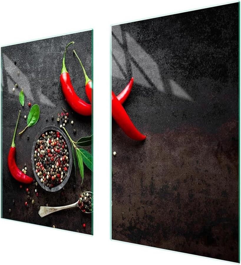 Universele Afdekplaten Kookplaat Beschermer Keuken Beschermen Gehard Glas 75 x 52 cm Chili