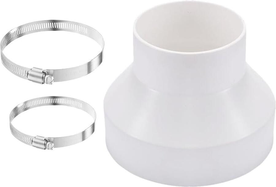 Universele Afvoerslang Adapter met 2 RVS Slangklemmen 150mm naar 100mm voor Afzuigkap en Ventilatiesysteem Verbindingsstuk voor Luchtkanalen en Buizen