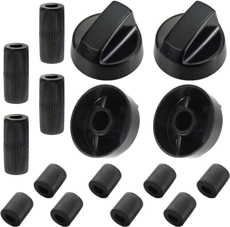 Universele Bedieningsknoppen Fornuis Knoppen Apparaat Reparatie 12 Adapters Inclusief 4 Stuks Zwart