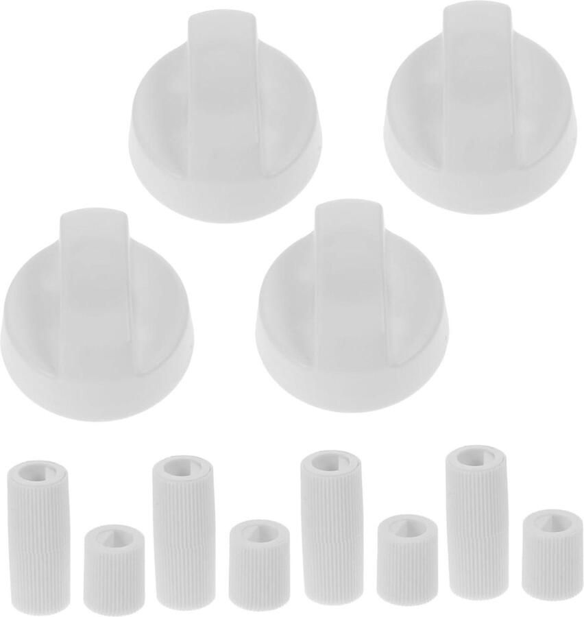 Universele Bedieningsknoppen Vervangingsonderdelen Fornuis Kookplaat Reparatie Met Adapters 4 stuks Wit