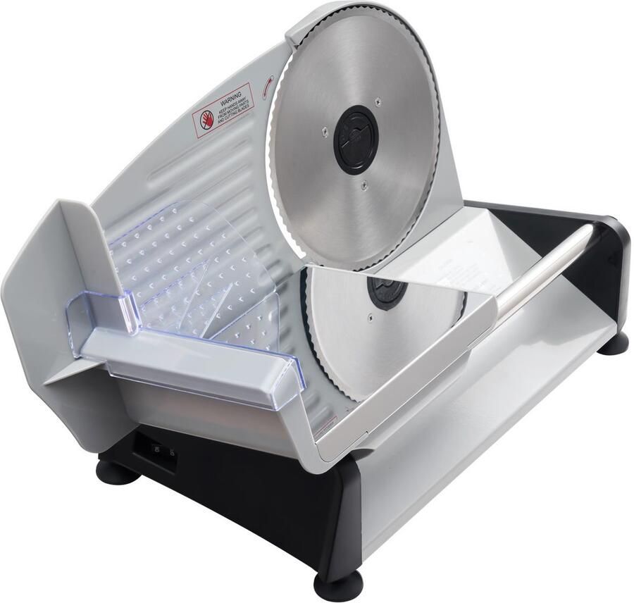 Universele Elektrische Vleessnijmachine 200 W met 19 cm Mes Instelbare Snijdikte van 0–15 mm Geschikt voor Diepvriesvlees Ham en Biefstuk