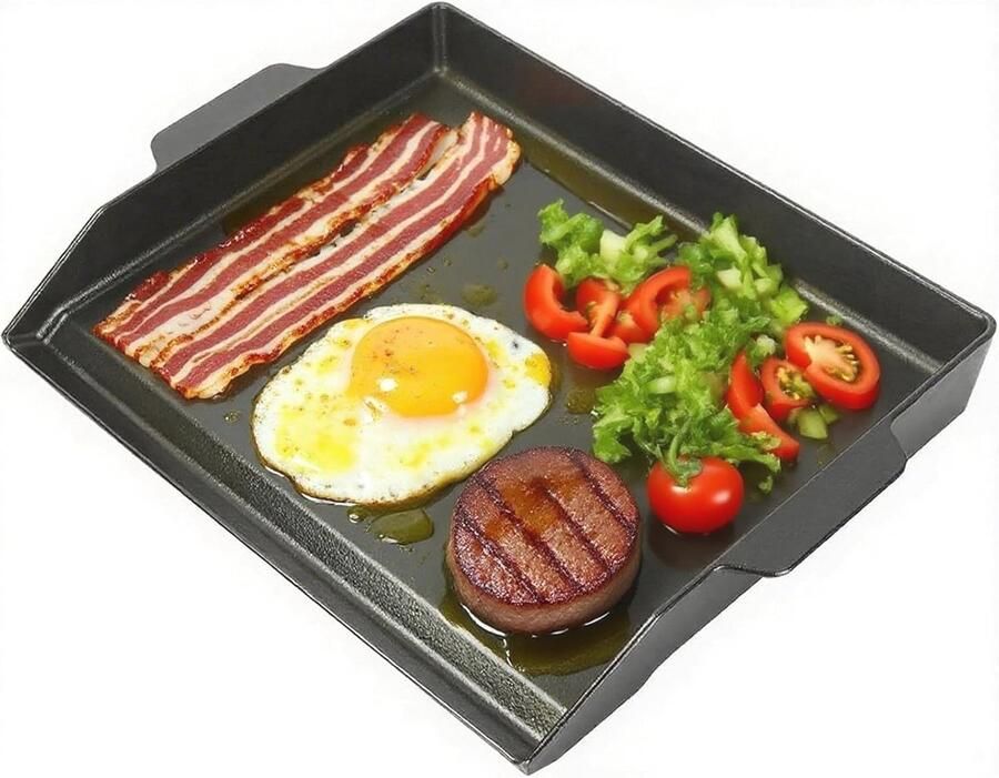 Universele gietijzeren kookbakplaat voor gasgrill en BBQ 47 x 35 cm