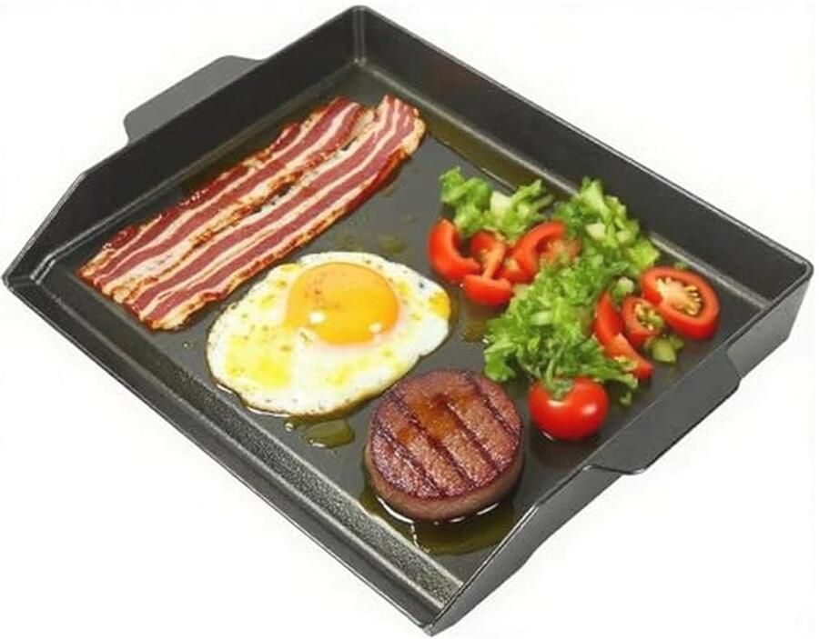 Universele gietijzeren kookbakplaat voor gasgrill en BBQ 47 x 35 cm - Foto 2