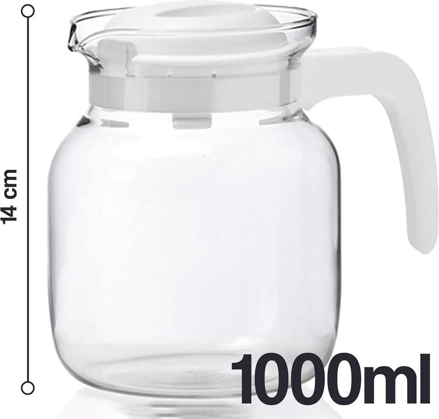 Universele glazen koffiekan 1000ml met deksel voor koffiezetapparaat