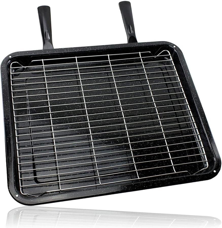 Universele Grill Pan Oven Lade Rack Koken Bakken Dubbele Handvat 44 x 37 cm Zwart