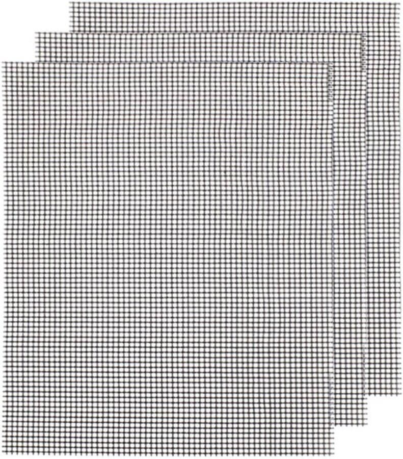 Universele Grillmatten BBQ Gaas Vis Vlees Grillen Verstelbare Anti-aanbaklaag 3 Stuks 40x33cm Zwart