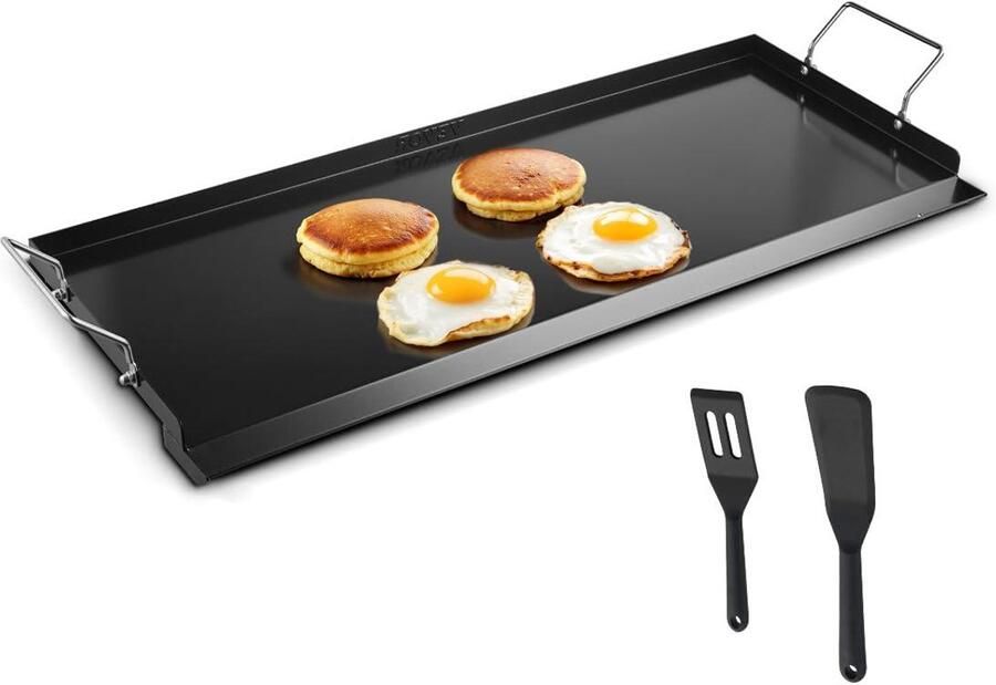 Universele Grillplaat Bakplaat Teppanyaki Buiten Koken Plat Vlak Koolstofstaal 81 x 35 cm Zwart