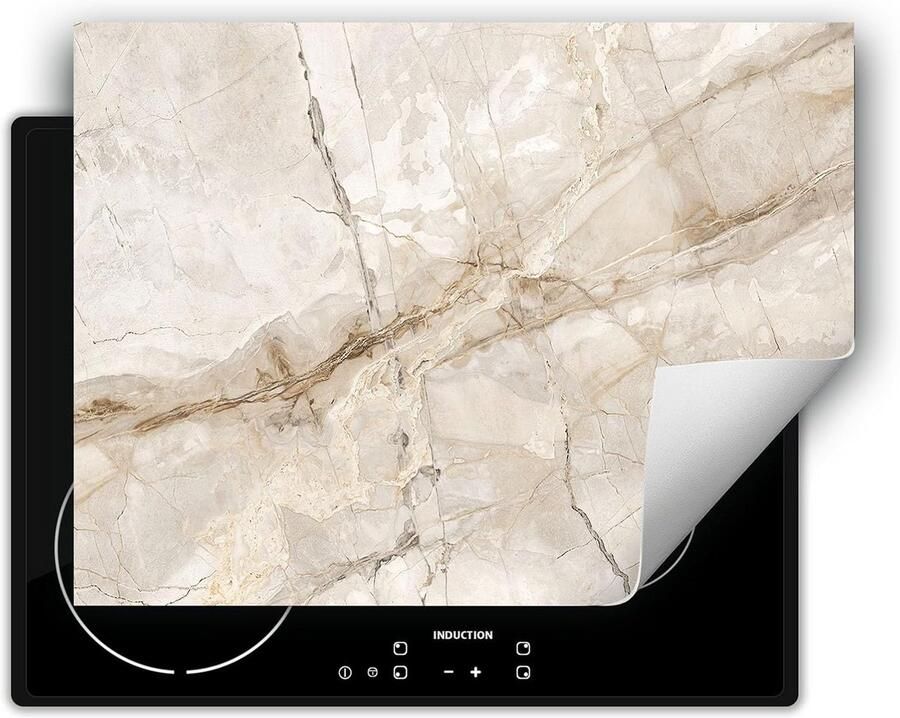 Universele Inductiekookplaat Beschermer 80x52 cm Beige Marmer Hittebestendige Werkmat