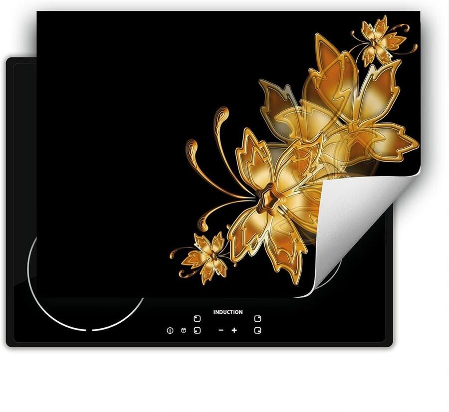 Universele Inductiekookplaat Beschermer 80x52cm Hittebestendige Glasplaat met Bloemenprint