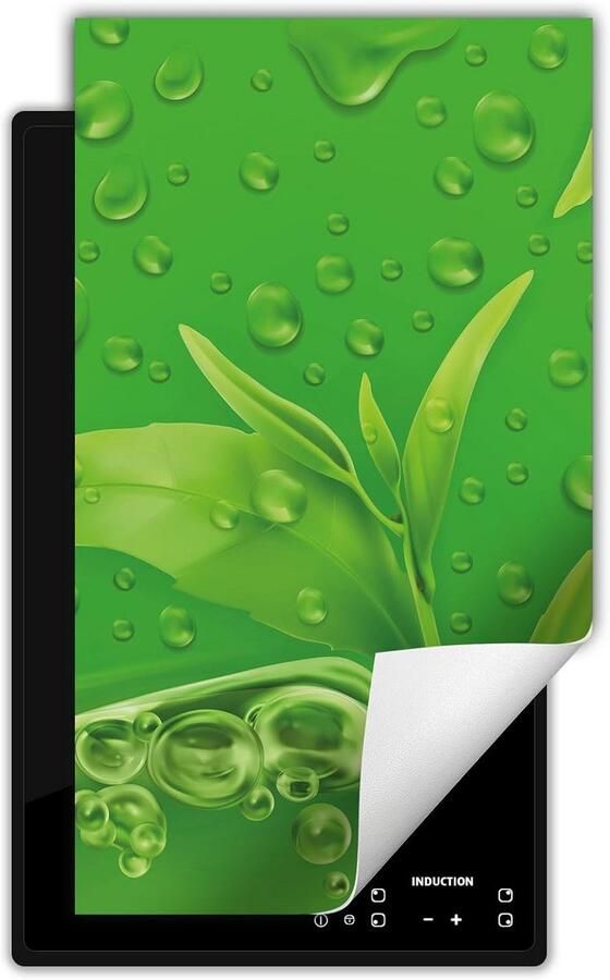 Universele Inductiekookplaat Beschermer Groen Bloemenpatroon Hittebestendige Werkbladvergroter 30x52 cm