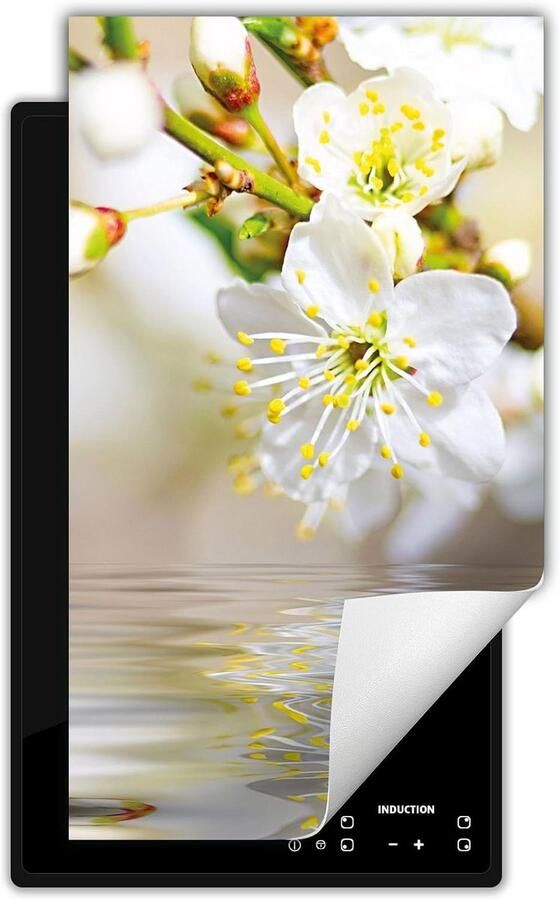 Universele Inductiekookplaat Beschermer Wit Bloemenpatroon 30x52 cm