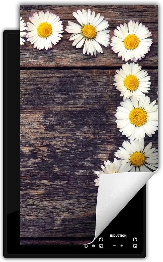 Universele Inductiekookplaat Protector Hout Bloemen 30x52 cm Kookplaatafdekking