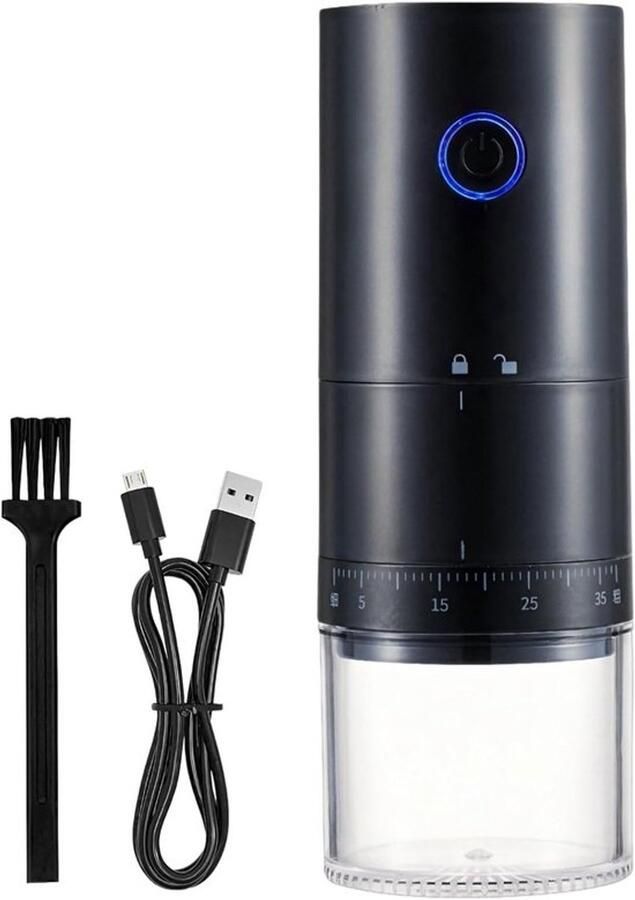 Universele keramische schijfkoffiemolen elektrisch en draagbaar oplaadbaar via USB instelbare maalgraad stille automatische molen - Foto 1