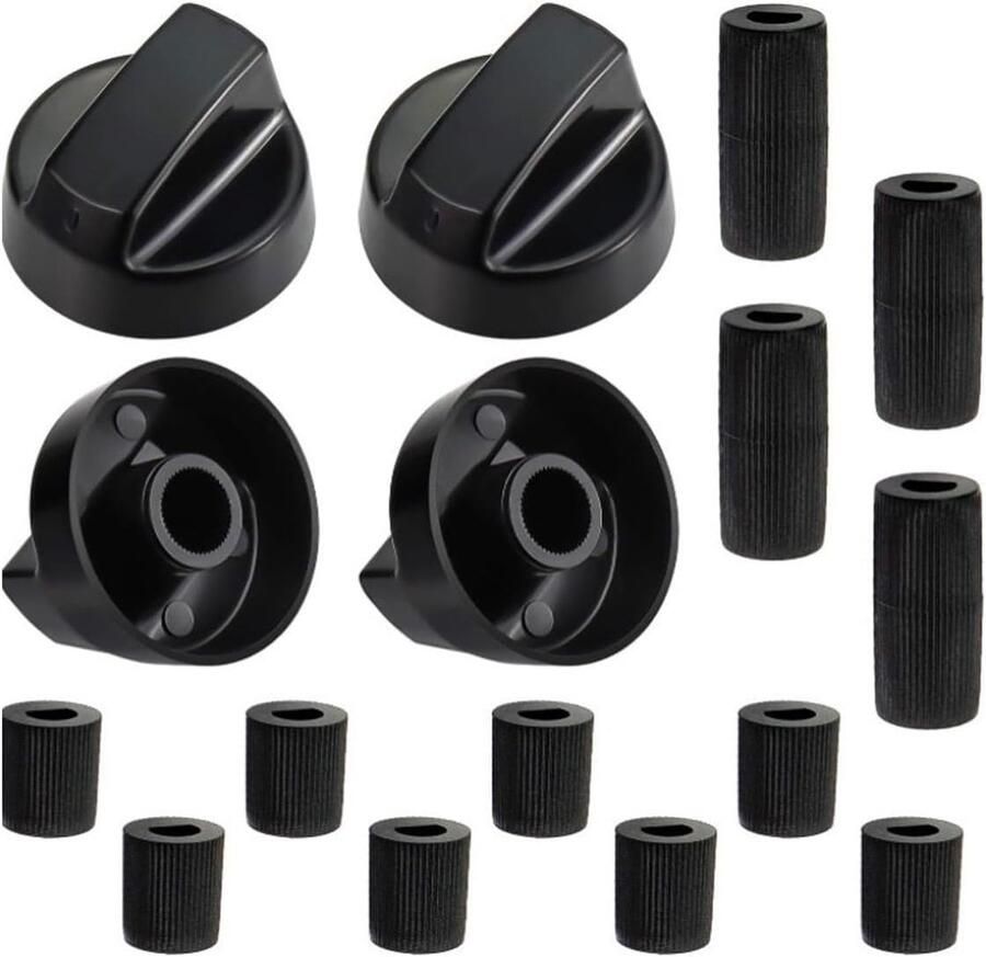 Universele Keukenknoppen Fornuis Knoppen Apparaten Bedienen Met 12 Adapters 4 Stuks Zwart