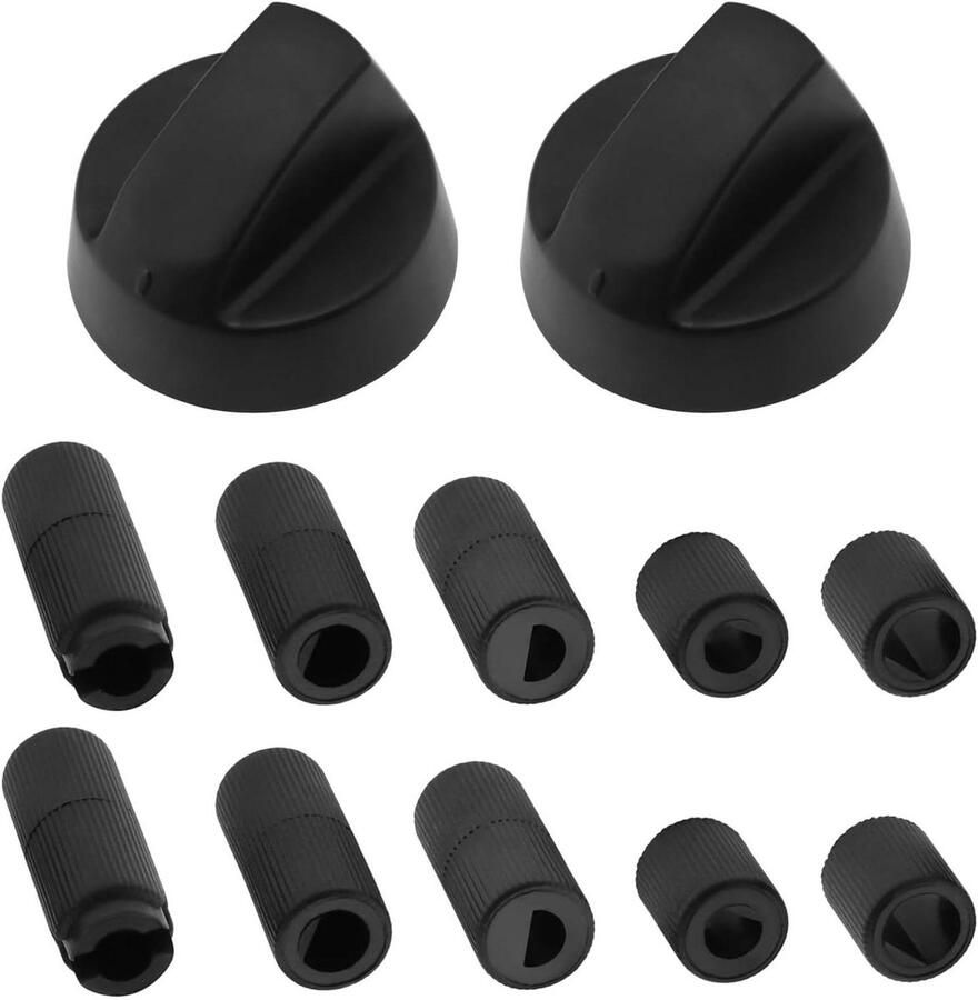 Universele Knoppen Schakelaar Vervanging Fornuis Reparatie Inclusief 5 Adapters 2 Sets Zwart