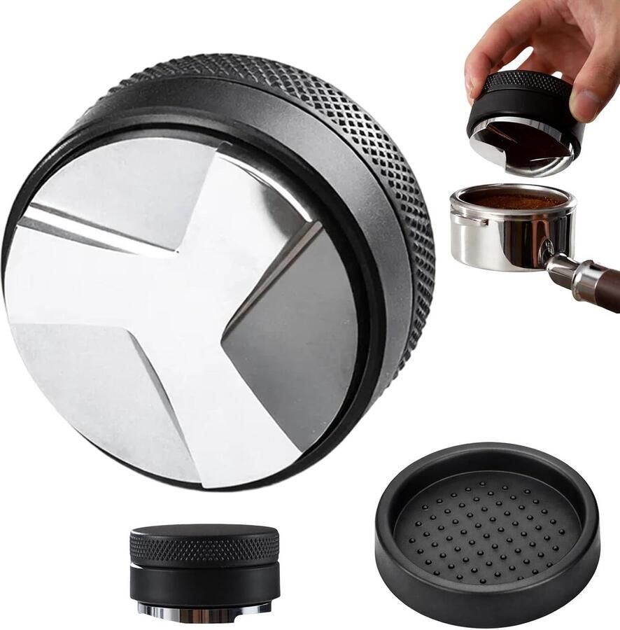 Universele koffiedistributeur 53 mm voor espresso herbruikbare leveler met siliconenmat voor perfecte koffieextractie en consistentie