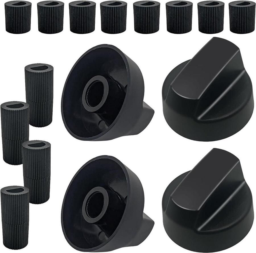Universele Kookknoppen Vervangende Bedienknoppen Oven Reparatie Inclusief 12 Adapters 4 Stuks Zwart