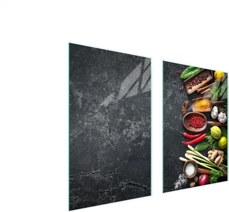 Universele Kookplaat Afdekplaten Set van 2 Gehard Glas Spatwand & Snijplank