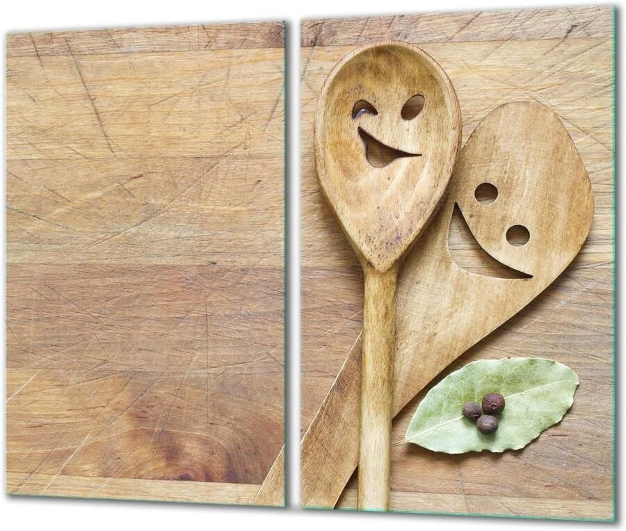 Universele Kookplaat Beschermer Aanrechtblad Bescherming Koken en Snijden Gehard Glas 2 x 30 x 52 cm