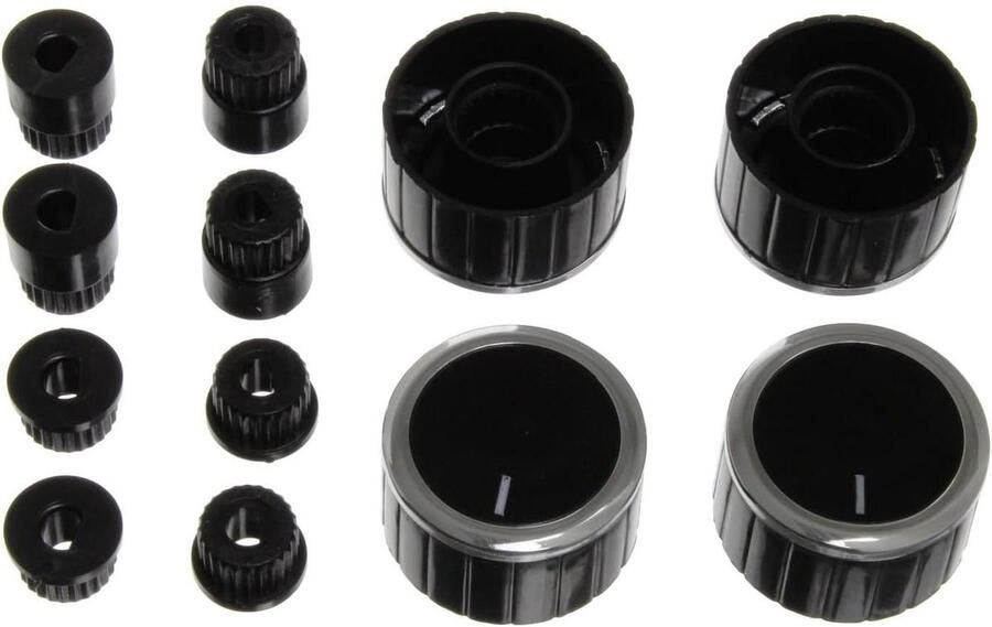 Universele Oven Knop Kit Oven Bedieningsknoppen Keuken Reparatie Met Twee Adapters Set van 4 Zwart RVS