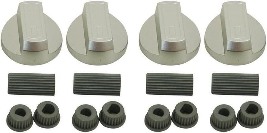 Universele Oven Knoppen Bedieningsknoppen Fornuis Oven Reparatie Set van 4 3 Adapters Zilver