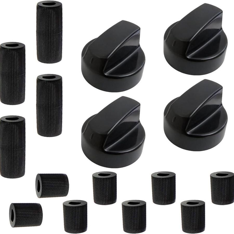 Universele Oven Knoppen Gasfornuis Knoppen Keuken Reparatie Inclusief Adapters 4 Stuks Zwart