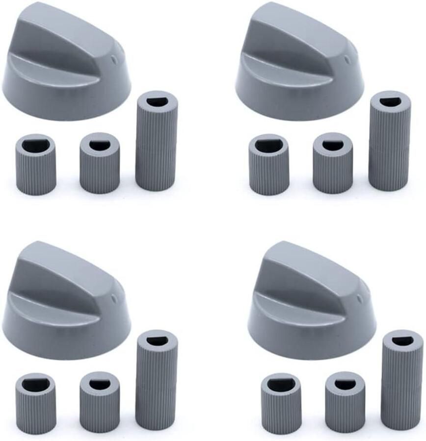 Universele Ovenknoppen Fornuisknoppen Kookplaat Oven Bediening Inclusief Adapters 4 cm Diameter Grijs