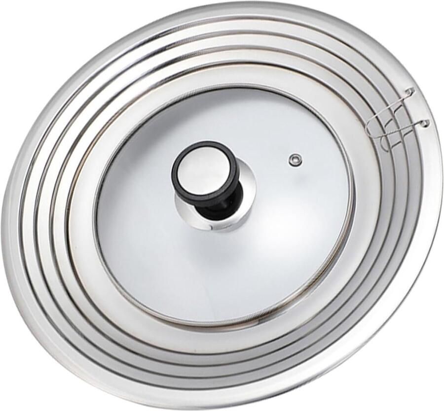 Universele Pan Deksel Glastrekker Wok Koken Thuis Spatvrij Koken 28 cm Zilver
