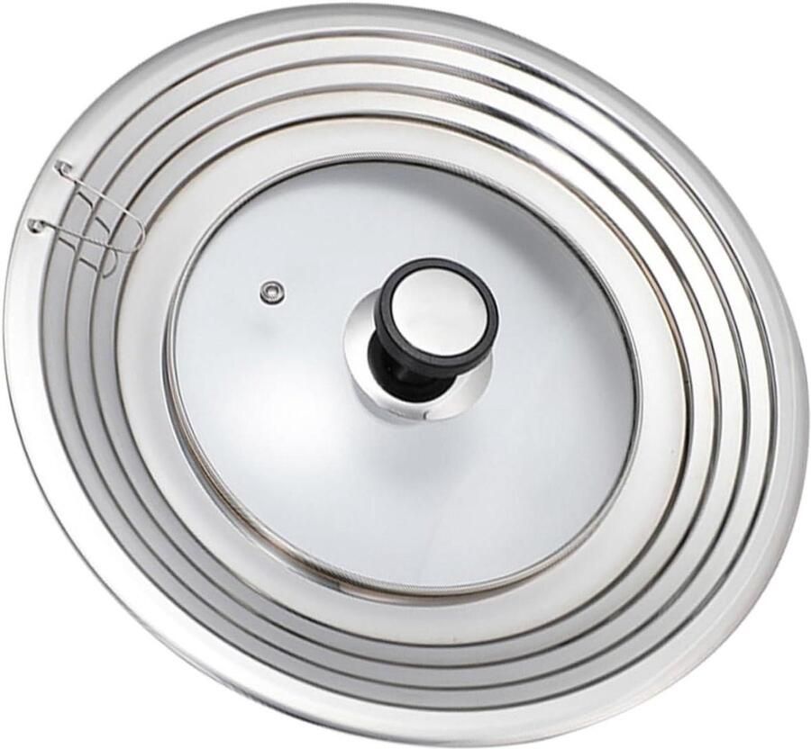 Universele Pan Deksel Glazen Deksel Koken en Bakken Met Stoomgaatje 28 cm Zilver