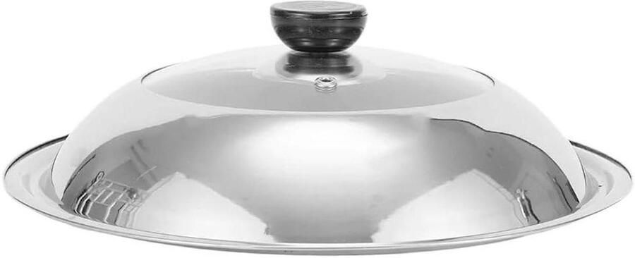 Universele Pannendeksel Wokdeksel Keukenaccessoire Koken en Bakken Gehard Glas Stoomuitlaat 36 cm Zilver