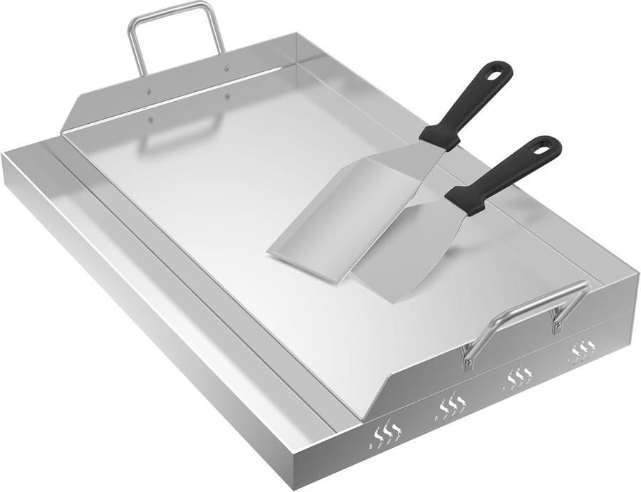 Universele RVS Grillplaat voor Barbecue Plancha met Olieafvoer