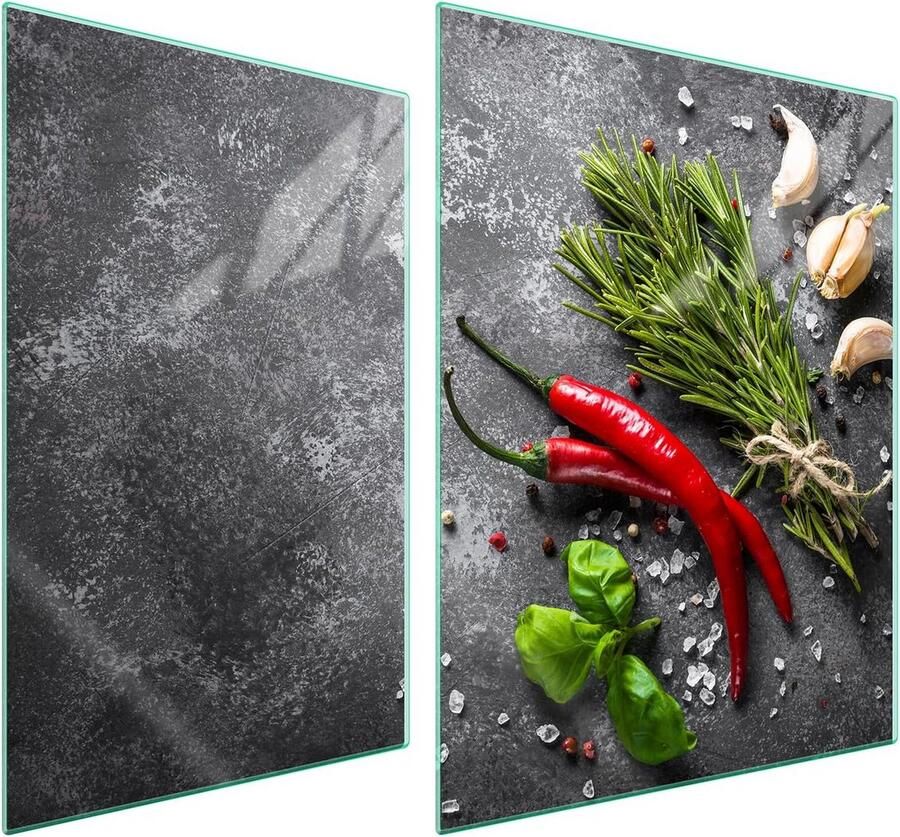 Universele Set van 2 Beschermplaten voor Fornuis Gehard Glas 70x52 cm Snijplank & Spatscherm