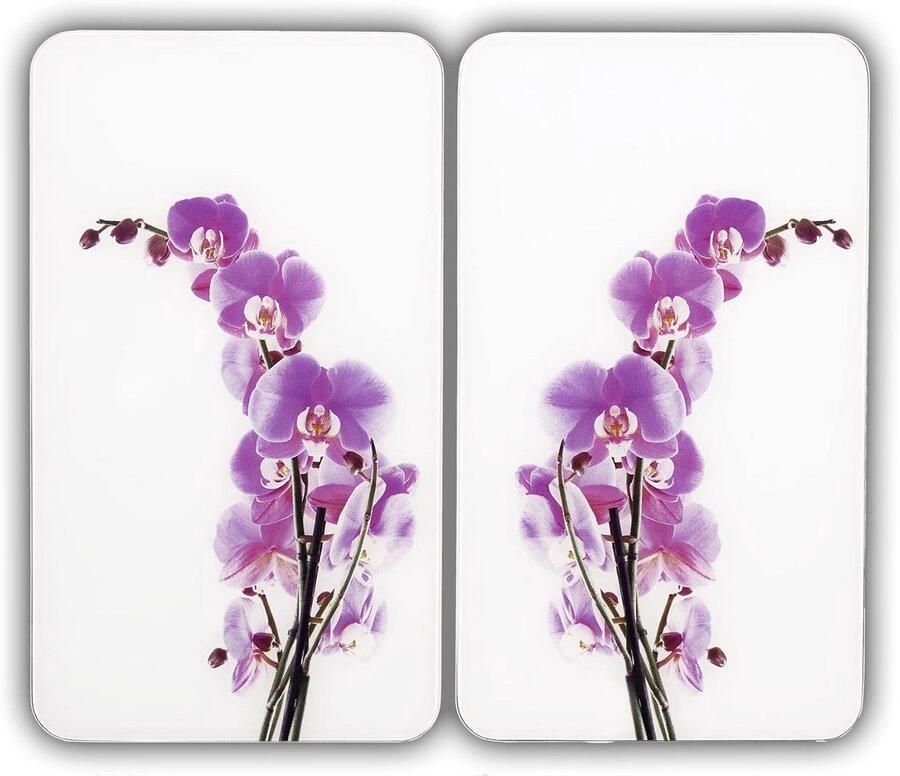 Universele Set van 2 Kookplaat Afdekplaten met Orchideeënprint