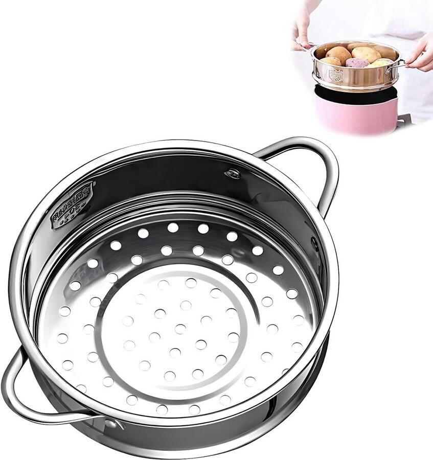 Universele Stoommand Inzet RVS voor Pannen & Snelkookpan Stomen van Groenten Vis en Aardappelen