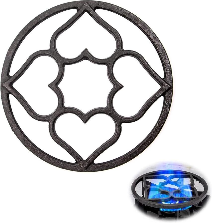 Universele Wok Ring van Gietijzer 19 cm met 8 Bevestigingsslots voor Kookplaat en Koffiezetter Duurzaam en Veelzijdig Keukengerei