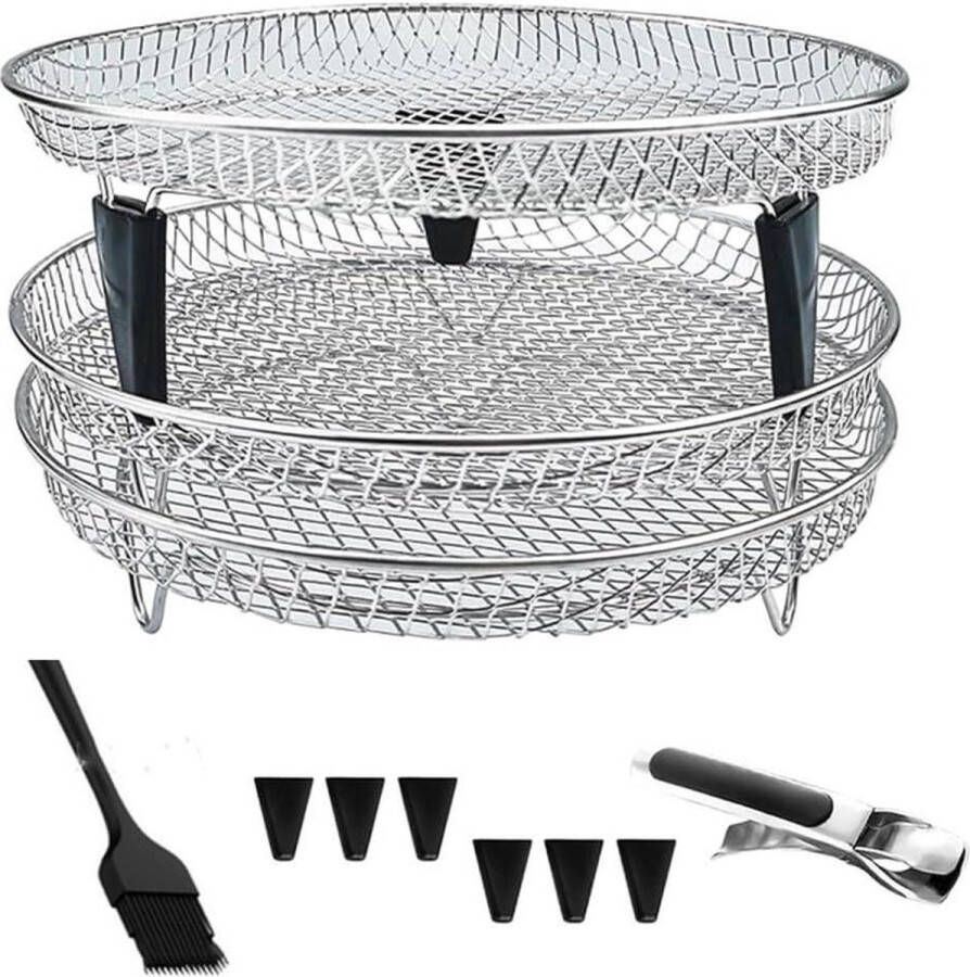 Upgrade Air Fryer Rack Drie Stapelbare Rekken Geschikt voor Gowise Phillips USA Cozyna Ninjia Fit alle 4.2QT 5.8QT air fryer Oven Snelkookpan