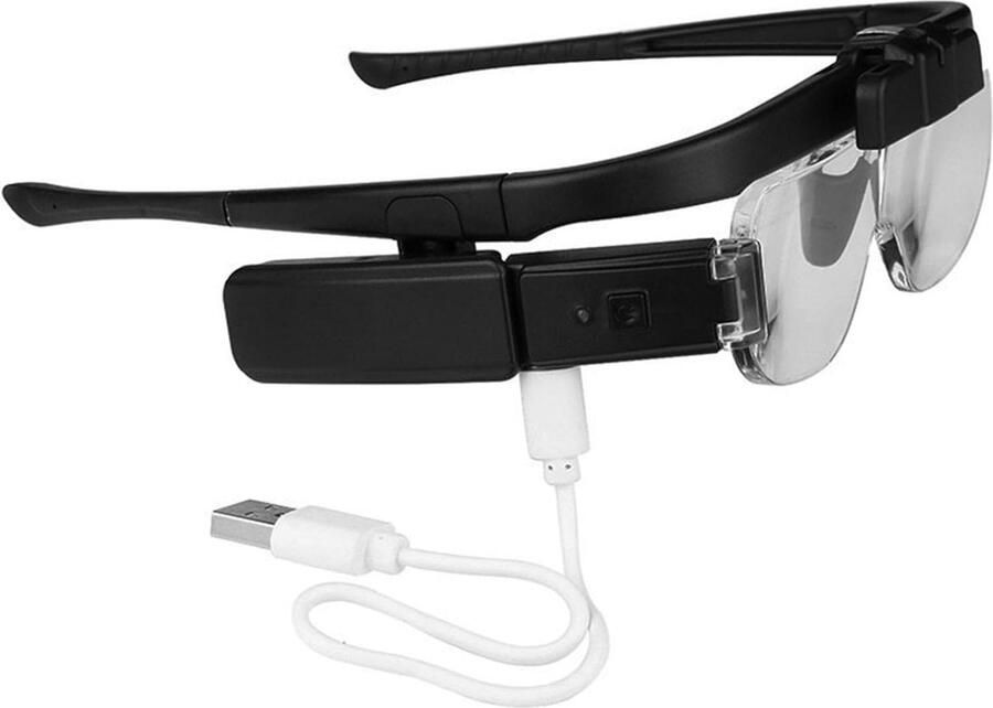 USB Oplaadbaar Hoofdband Vrijhandvergrootglas met LED-licht 6 Verstelbare Lenzen 1 5X 2 0X 2 5X 3 5X 4 0X 4 5X voor Reparatie Lezen en Schoonheid