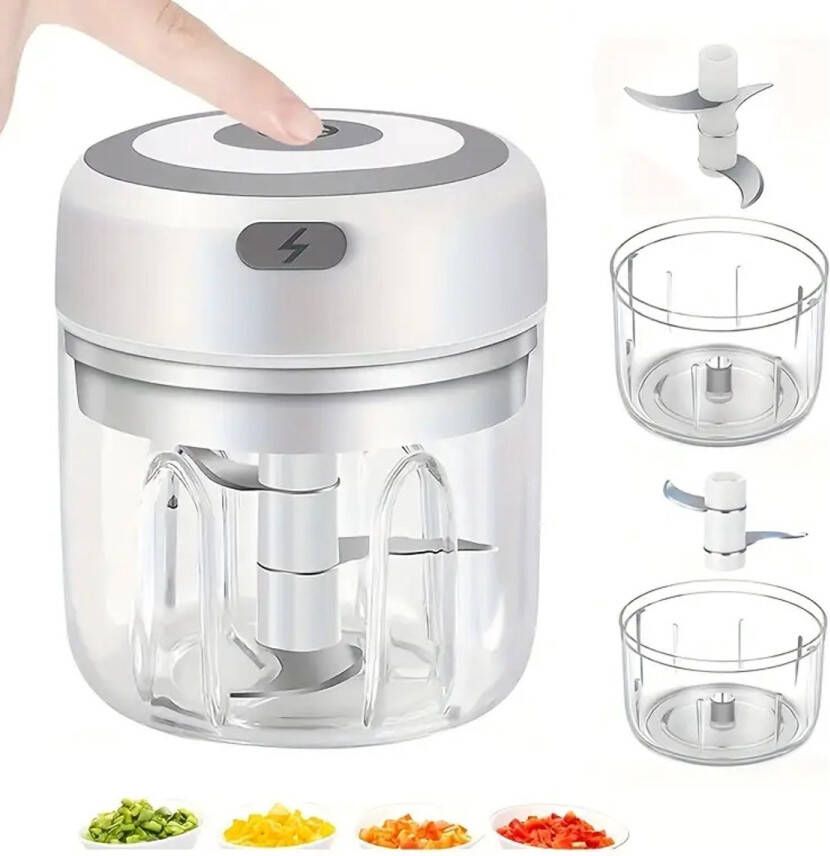 USB Oplaadbare 250ml Draadloze Elektrische Blender 30W Krachtige Multifunctionele Keukenmachine Blendt Hakt Vlees Knoflook Groenten Jongerenvoeding Snel Voedselveilige Beker Kinderveiligheid Vergrendeling Ideaal voor Keuken & Kamperen